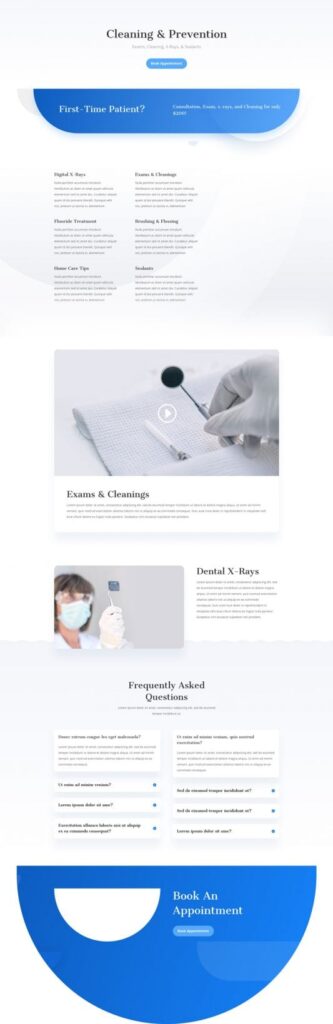 Example de page service pour le site web d'un cabinet dentaire